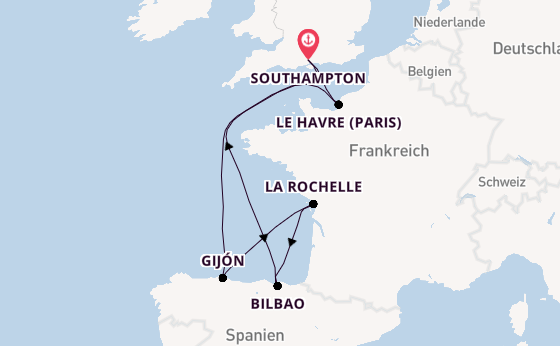 England ab Southampton, Großbritannien auf der MSC Virtuosa