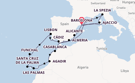 Western Mediterranean from Barcelona, Spain with the Sirena