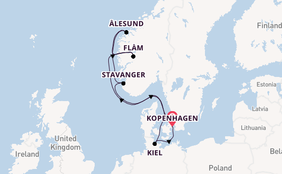 Noorwegen vanaf Kopenhagen, Denemarken met de Costa Diadema