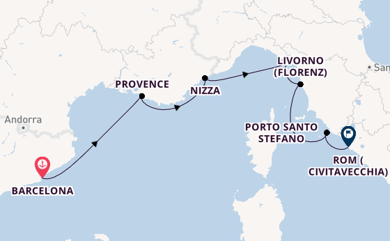 Westliches Mittelmeer ab Barcelona, Spanien auf der Azamara Onward