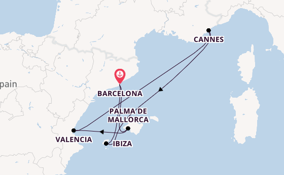 Western Mediterranean from Barcelona, Spain with the Valiant Lady