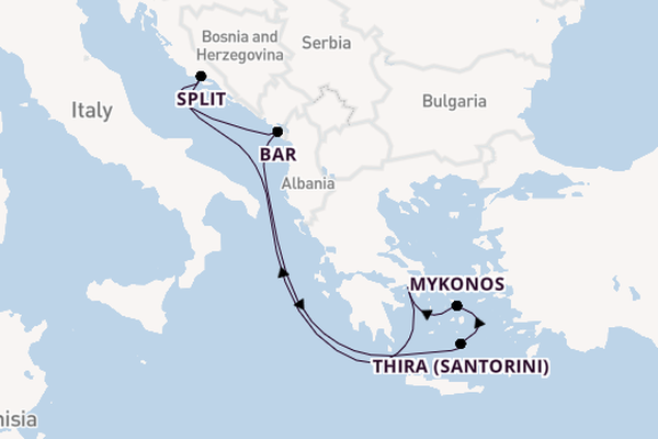 Oostelijke Middellandse Zee vanaf Athene (Piraeus), Griekenland met de Celebrity Infinity