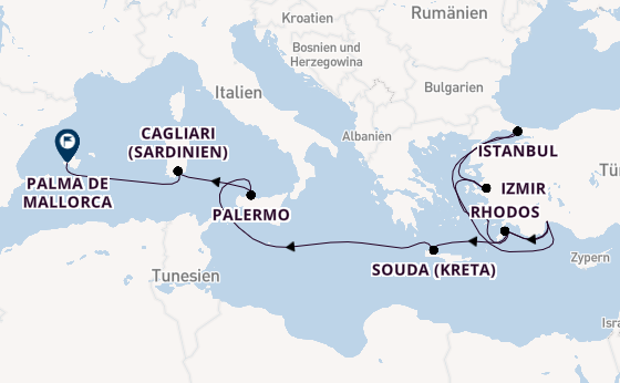 Mittelmeer ab Antalya, Türkei auf AIDAstella