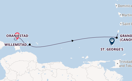 Zuidelijke Caraïben vanaf Oranjestad, Aruba, Nederlandse Antillen met de Star Clipper