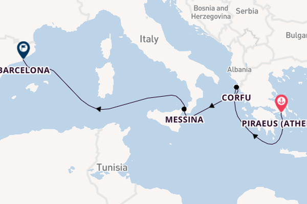 Mediterranean from Piraeus (Athens), Greece with the Sun Princess