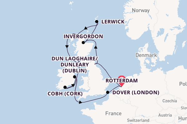 British Isles from Rotterdam, The Netherlands with the Nieuw Statendam