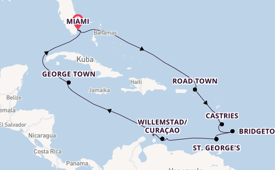 Karibik ab Miami auf der Seven Seas Prestige