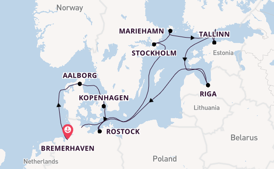 Europa vanaf Bremerhaven, Duitsland met de Artania