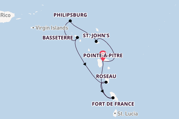 Südliche Karibik ab Pointe-à-Pitre, Guadeloupe auf der MSC World Europa