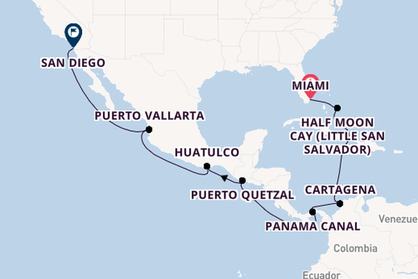 Central America from Miami, Florida, USA with the Zaandam