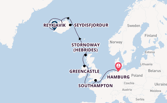 British Isles from Hamburg, Germany with the EXPLORA III