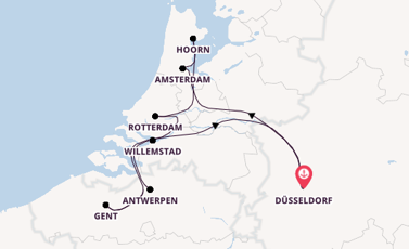 Rijn vanaf Düsseldorf, Duitsland met de Anesha