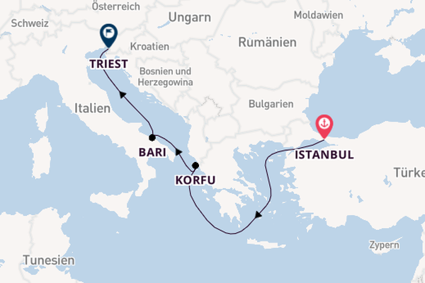 Mittelmeer ab Istanbul, Türkei auf der MSC Splendida