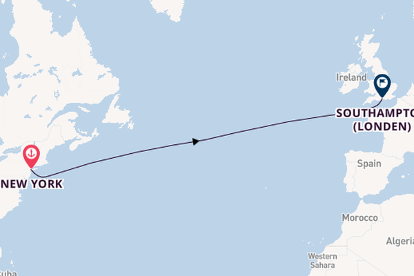 trans-Atlantisch vanaf New York, Verenigde Staten met de Queen Mary 2
