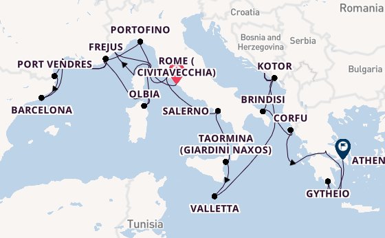 Mediterranean Sea from Rome (Civitavecchia), Italy with the Seabourn Ovation 