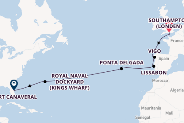 trans-Atlantisch vanaf Southampton (Londen), Engeland met de Celebrity Apex