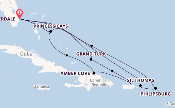 Caribbean vanaf Fort Lauderdale, Verenigde Staten met de Sun Princess