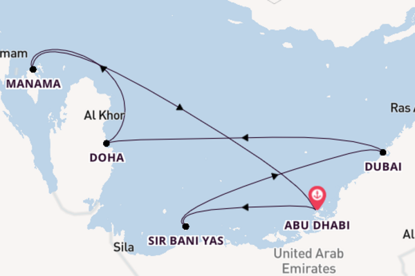 8daagse cruise met het MSC Euribia vanuit Abu Dhabi