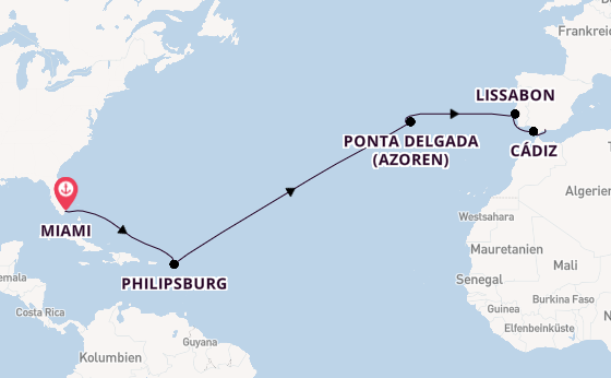 Transatlantik ab Miami auf der MSC Meraviglia