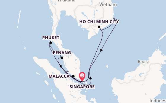South East Asia from Singapore, Singapore with the Silver Muse