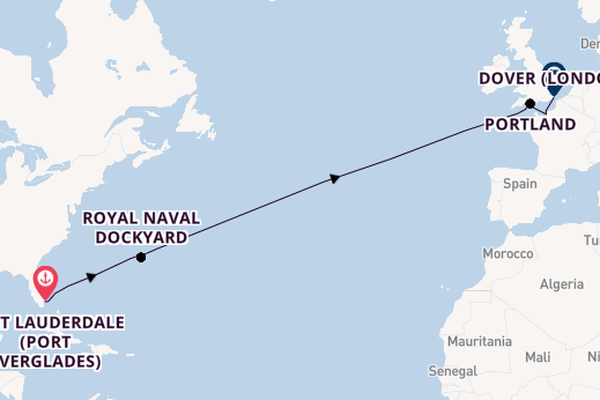 Transatlantic from Fort Lauderdale (Port Everglades), Florida, USA with the Nieuw Statendam