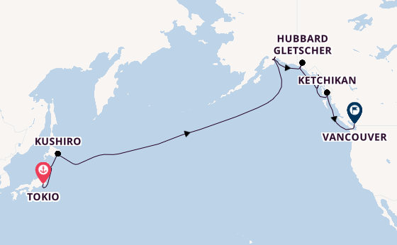 Transpazifik ab Tokio, Japan auf der Coral Princess