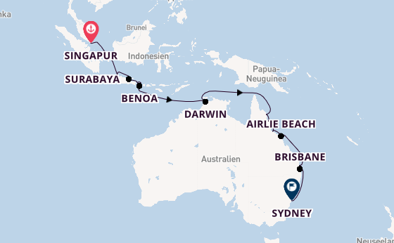 Australien ab Singapur, Singapur auf der Azamara Pursuit