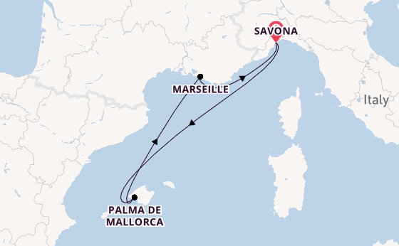 Westelijke Middellandse Zee vanaf Savona, Italië met de Costa Diadema