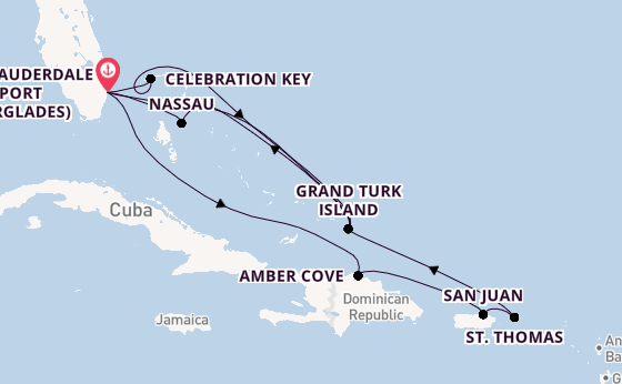 Caribbean from Fort Lauderdale (Port Everglades), Florida, USA with the Regal Princess