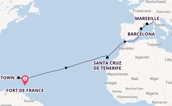 Karibik ab Fort de France auf der MSC World Europa