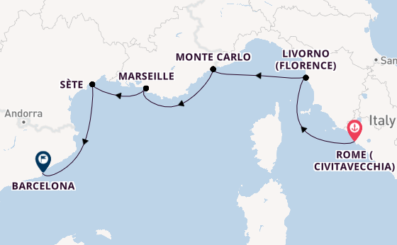 Western Mediterranean from Rome (Civitavecchia), Italy with the Viking Vela