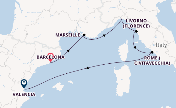 Western Mediterranean from Barcelona, Spain with the MSC Sinfonia