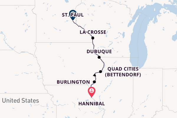 North America from Hannibal, Missouri, USA with the Viking Mississippi