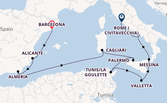 Western Mediterranean from Barcelona, Spain with the Seven Seas Voyager