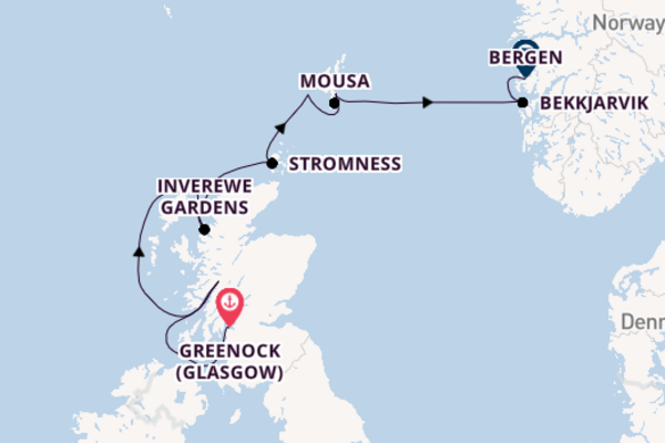 Schotland vanaf Greenock (Glasgow), Schotland met de Le Boréal