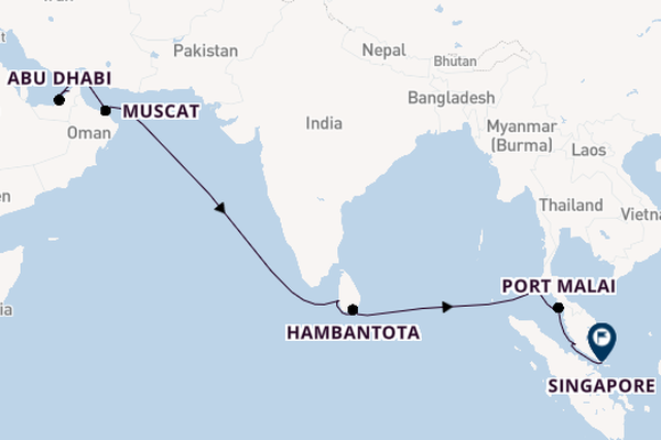 Southeast Asia from Dubai, United Arab Emirates with the MS EUROPA 2