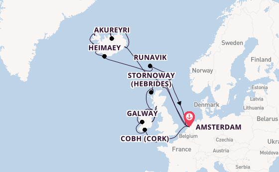 British Isles from Amsterdam, Netherlands with the Zuiderdam