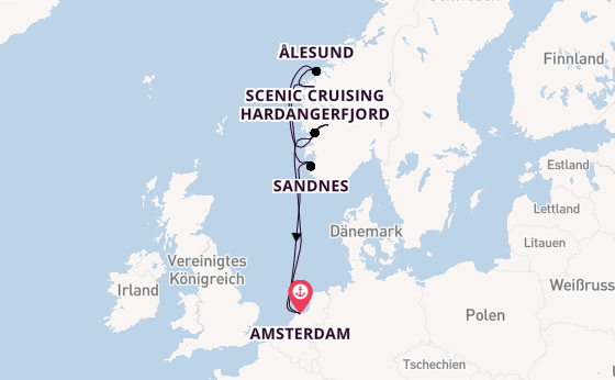 Norwegen ab Amsterdam, Niederlande auf der Zuiderdam