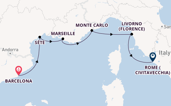 Western Mediterranean from Barcelona, Spain with the Viking Libra