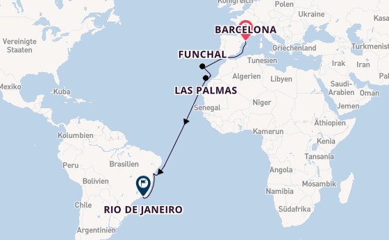 Transatlantik ab Barcelona, Spanien auf der MSC Virtuosa