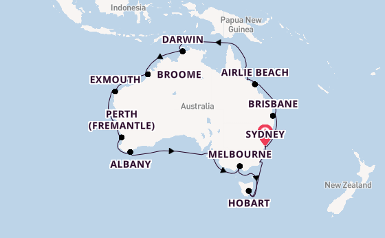 Australia from Sydney, Australia with the Seven Seas Mariner