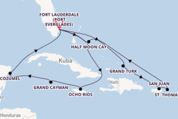 15-tägige Kreuzfahrt ab Fort Lauderdale (Port Everglades)