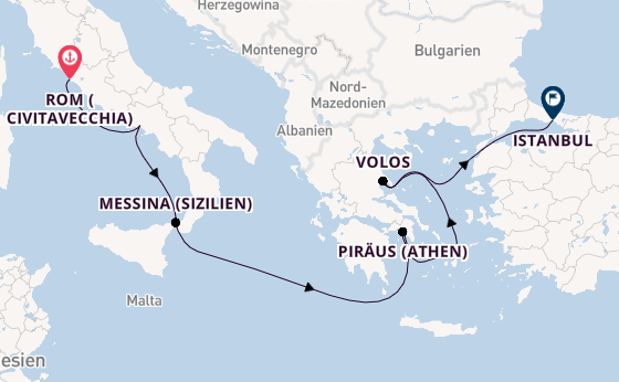 Mittelmeer ab Civitavecchia (Rom), Italien auf der Explora V