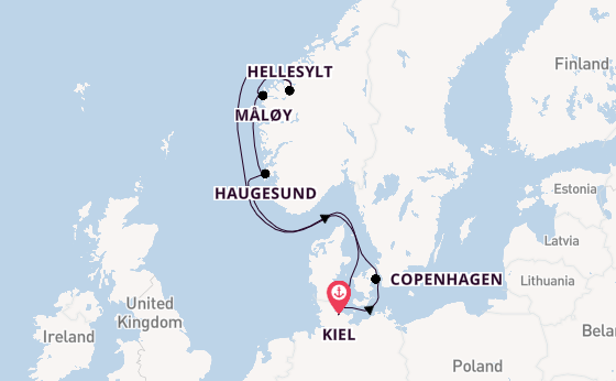 Norway from Kiel, Germany with the Costa Diadema