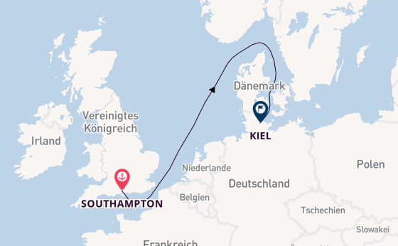 England ab Southampton, Großbritannien auf der Queen Victoria