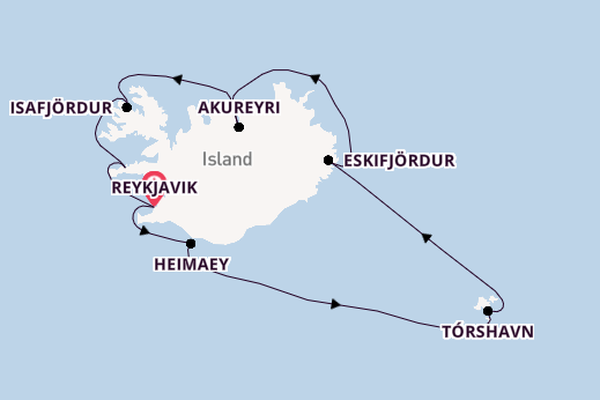 Arktis ab Reykjavik, Island auf der Seven Seas Splendor