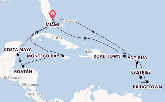 Caribbean from Miami, Florida with the Queen Elizabeth