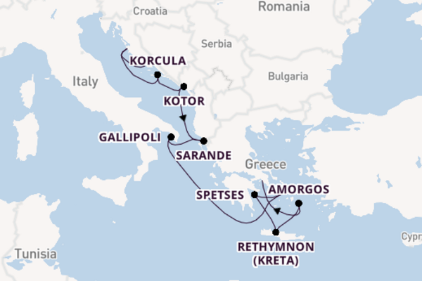 Oostelijke Middellandse Zee vanaf Split, Kroatië met de Silver Whisper