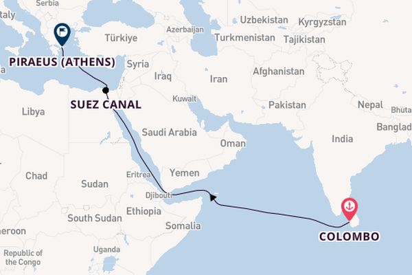 Eastern Mediterranean from Colombo, Sri Lanka with the MS EUROPA 2