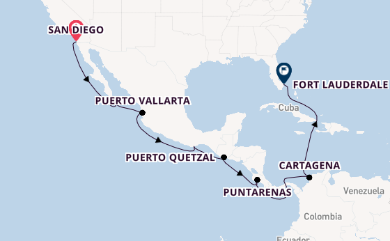 Mexicaanse Riviera vanaf San Diego, Verenigde Staten met de Zaandam